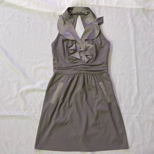 Women’s BCBGeneration Silver Tuxedo Ruffle Cocktail Mini Dress w/ Pockets Size 2